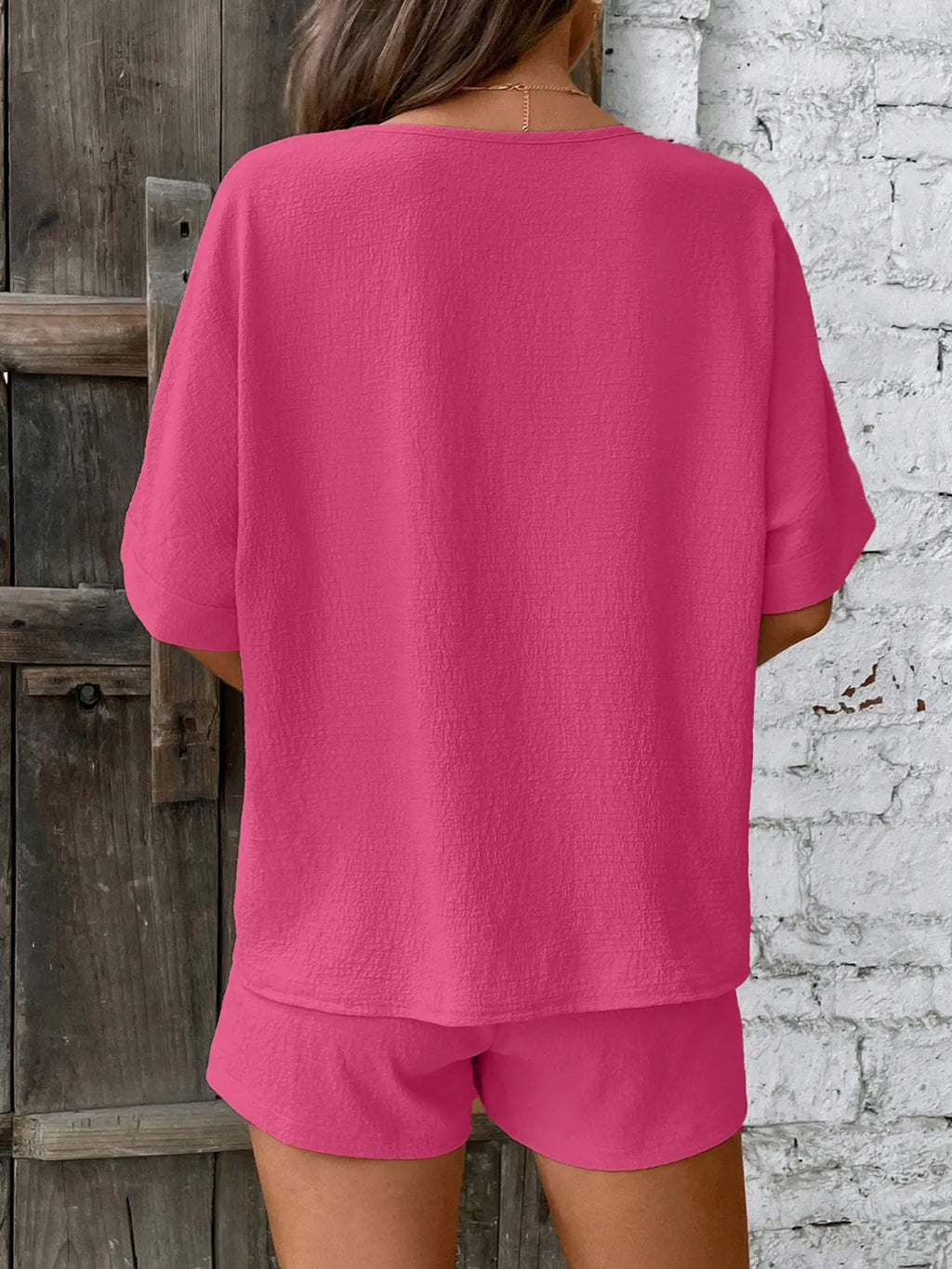 V-Neck Half Sleeve Top and Shorts Set