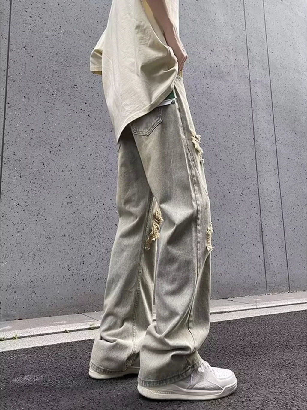 Men's Full Size Ripped Distressed Straight Leg Jeans Plus Size