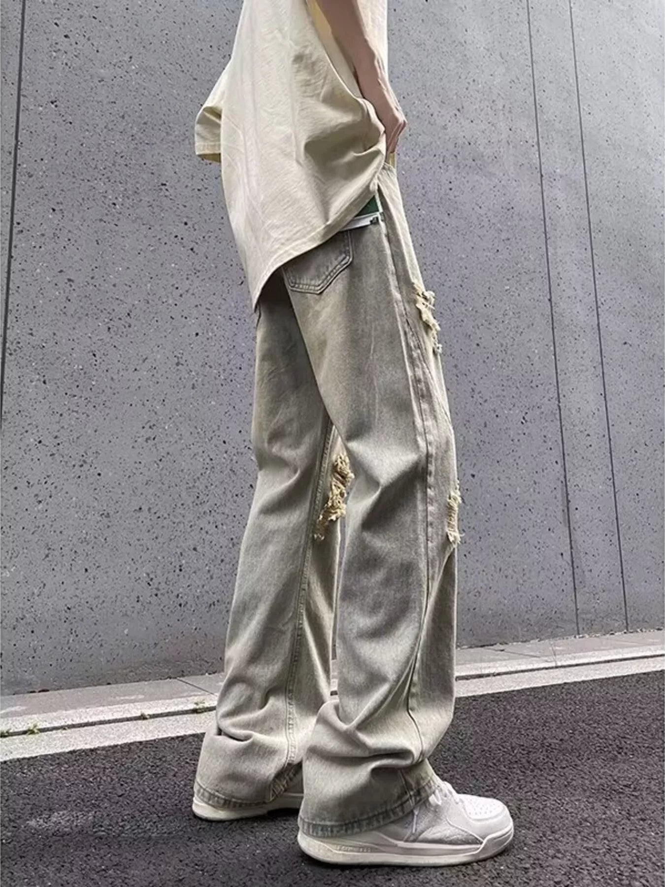 Men's Full Size Ripped Distressed Straight Leg Jeans Plus Size