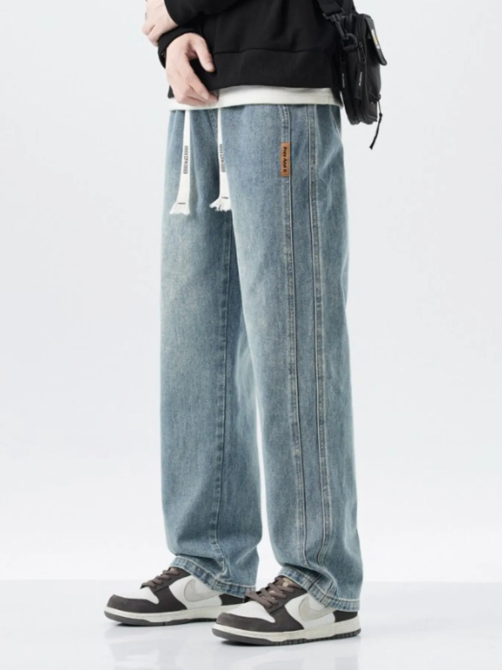 Men's Full Size Washed Loose Fit Wide Leg Jeans Plus Size