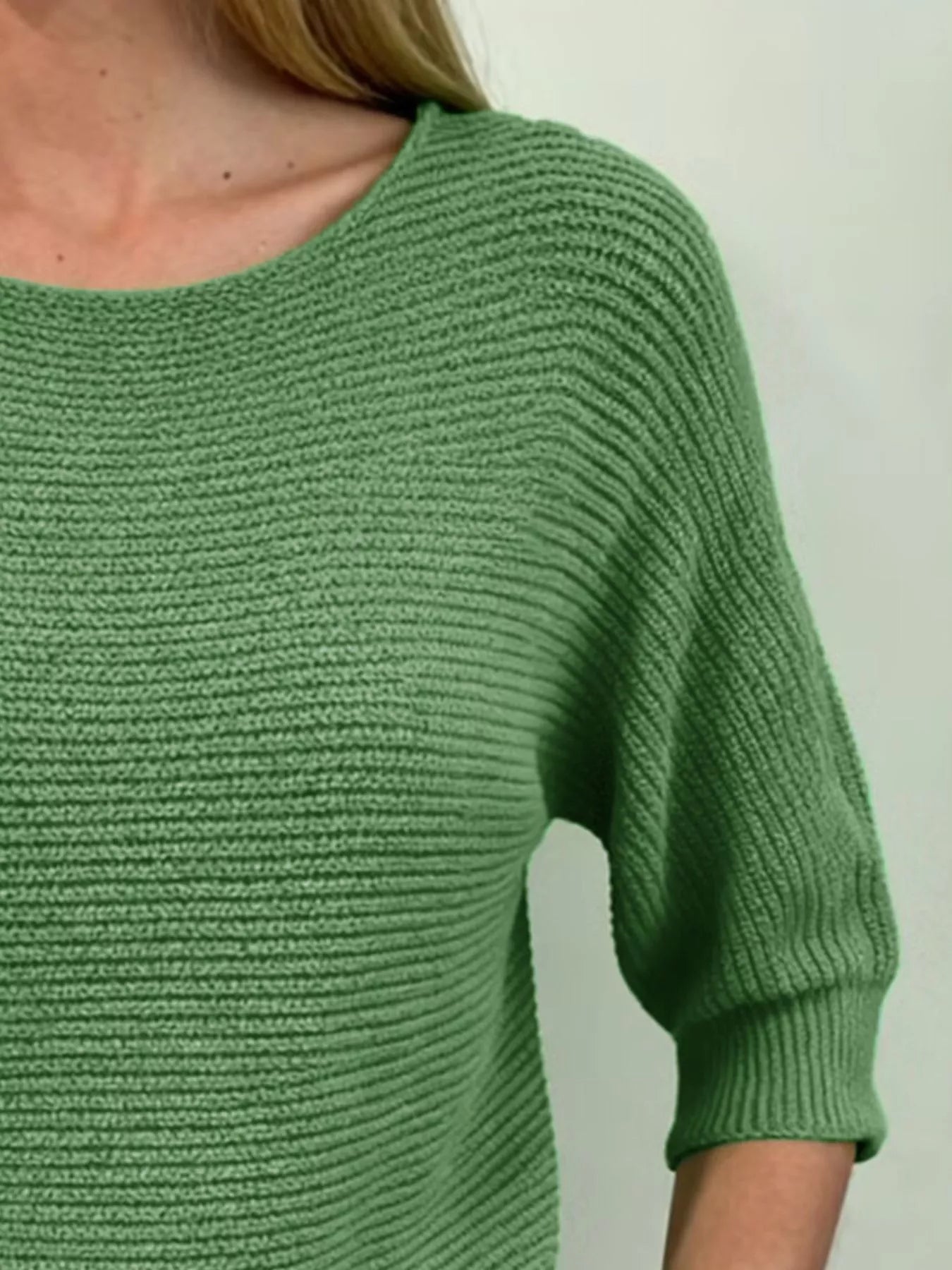 Full Size Ribbed Knit Round Neck Sweater Plus Size