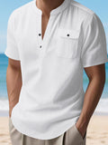 Men's Full Size Button Detail Short Sleeve Shirt Plus Size