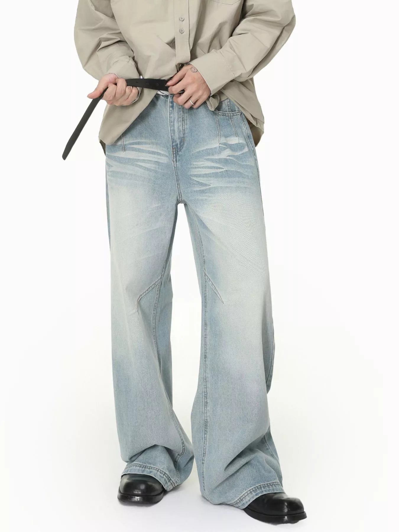 Men's Vintage Wash Wide Leg Jeans