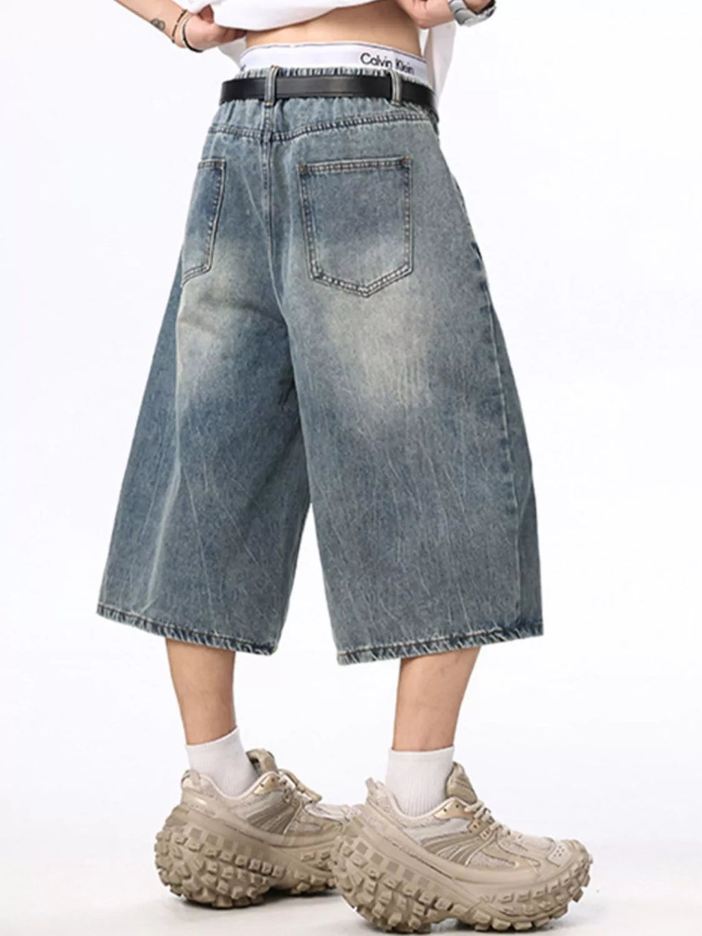 Men's Wide Leg Denim Shorts