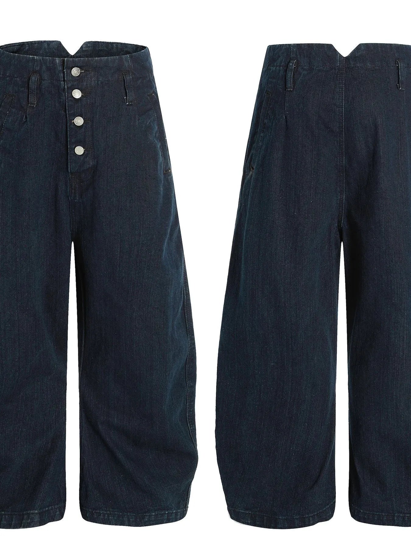 Men's Washed Button Fly Curved Jeans