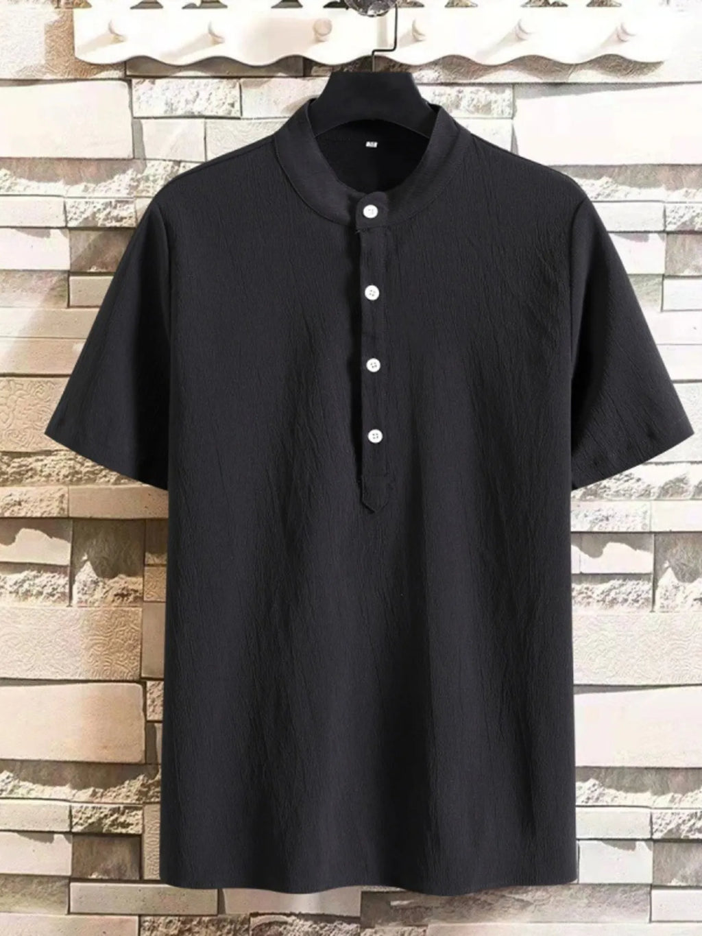 Men's Plus Size Button Detail Short Sleeve Blouse