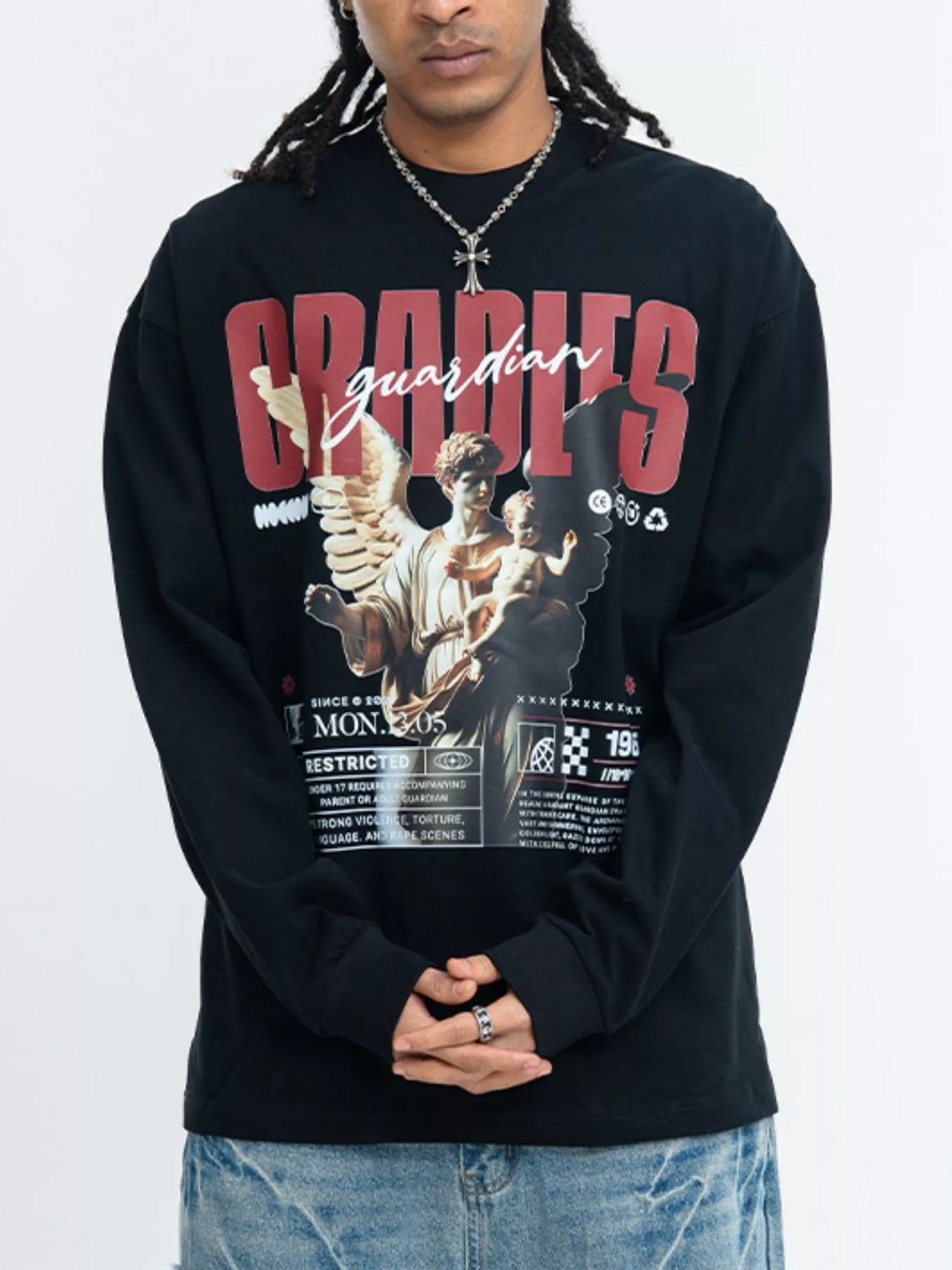 Men's Guardian Angel Graphic Long Sleeve T-Shirt