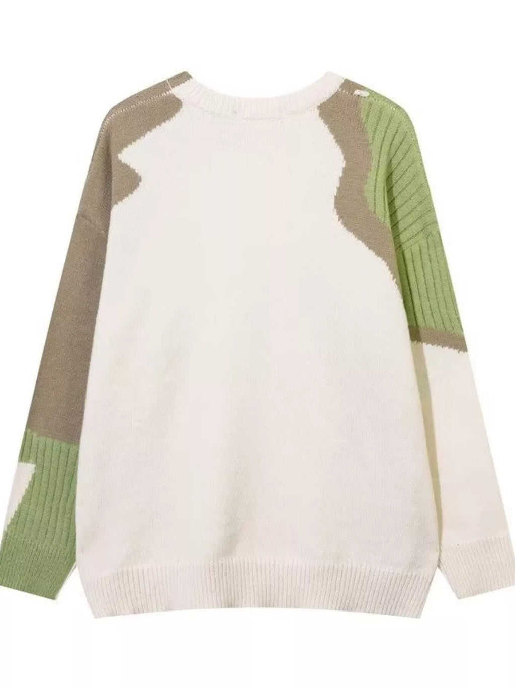 Men's Contrast Round Neck Long Sleeve Sweater