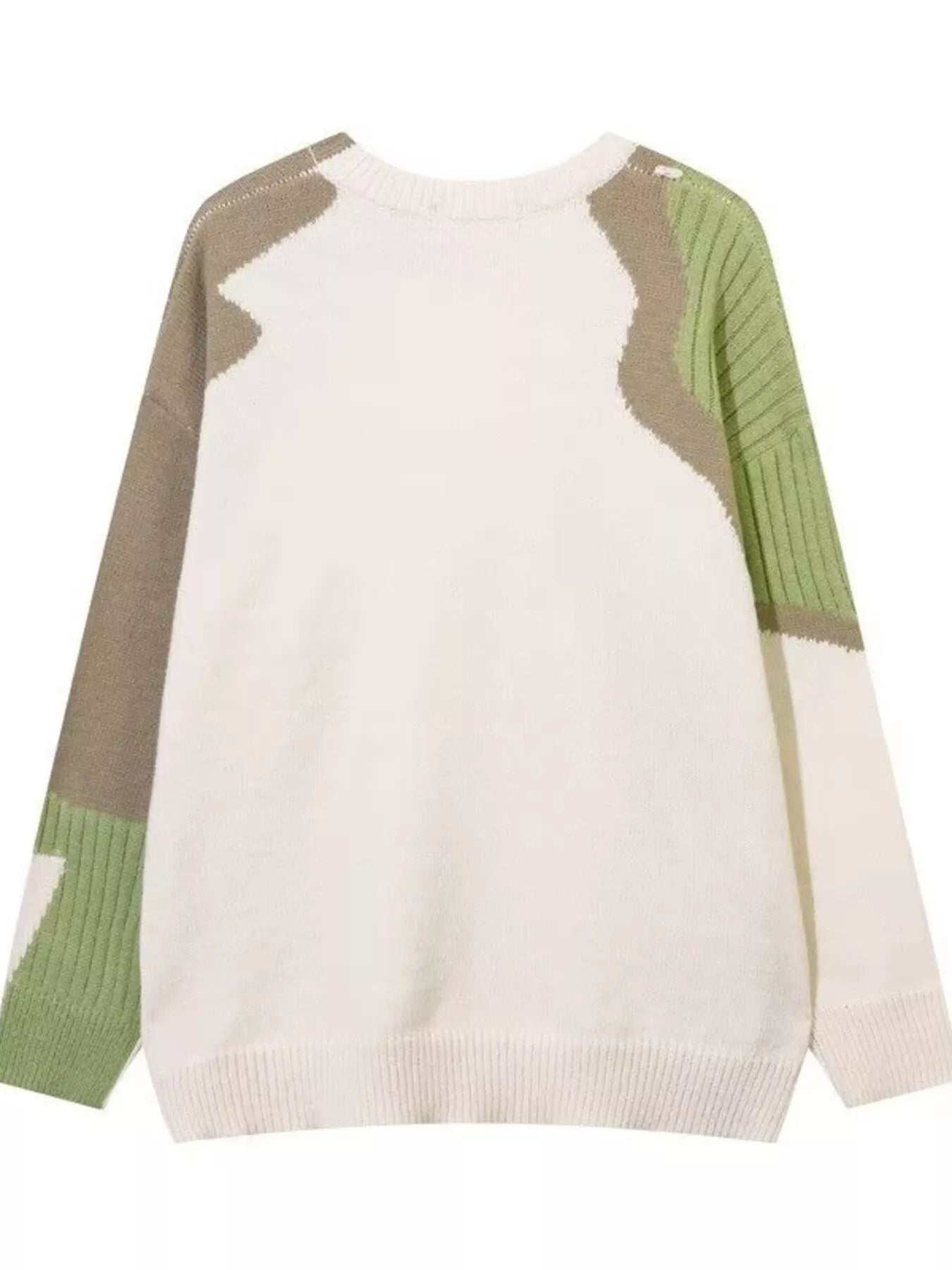 Men's Contrast Round Neck Long Sleeve Sweater