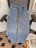 Men's Plus Size Drawstring Wide Leg Jeans