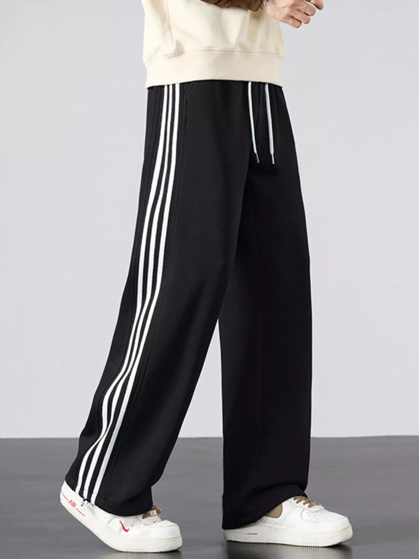 Men's Plus Size Casual Striped Wide Leg Sweatpants