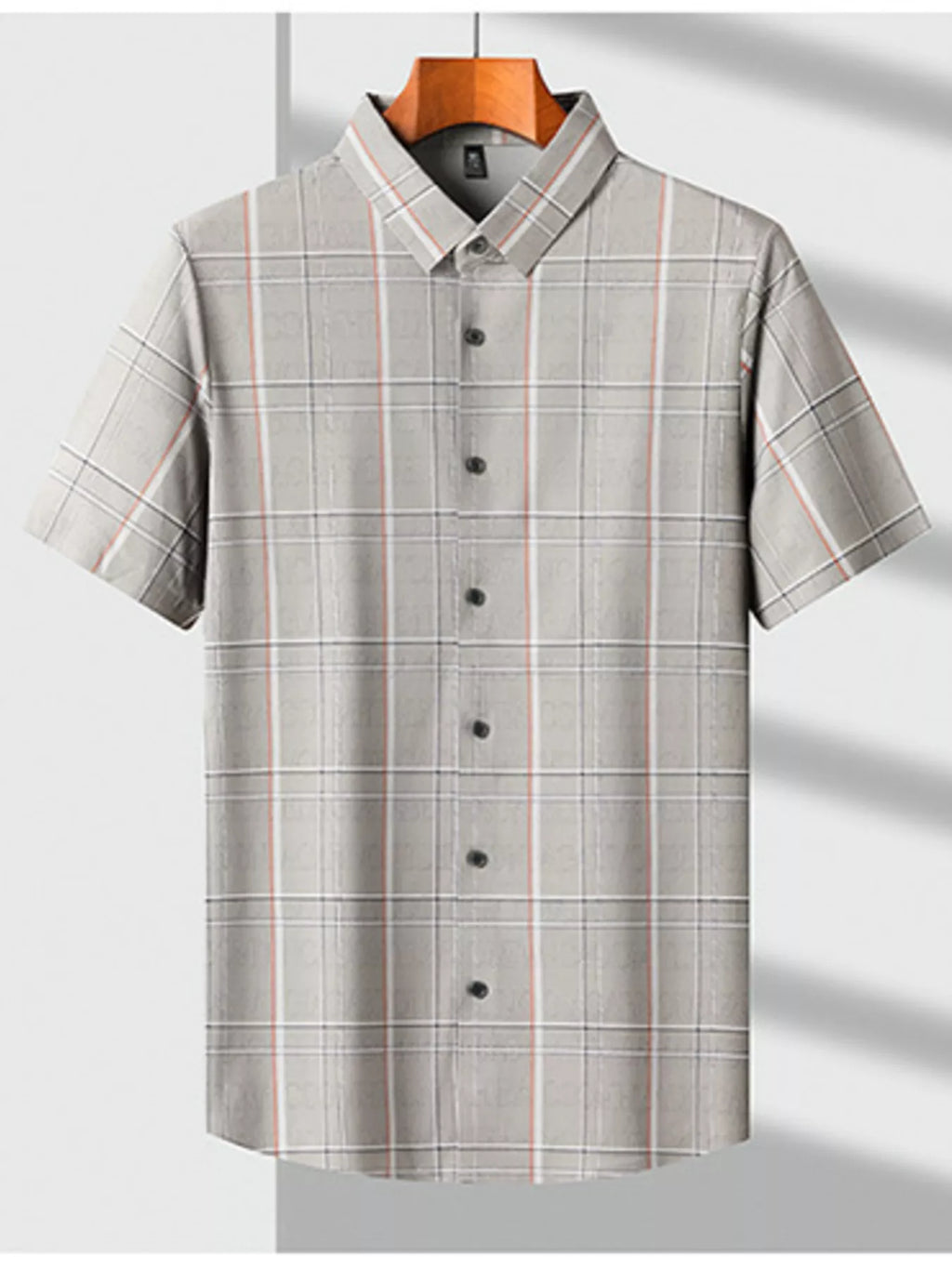 Men's Plus Size Plaid Button Up Short Sleeve Shirt