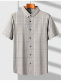 Men's Plus Size Plaid Button Up Short Sleeve Shirt
