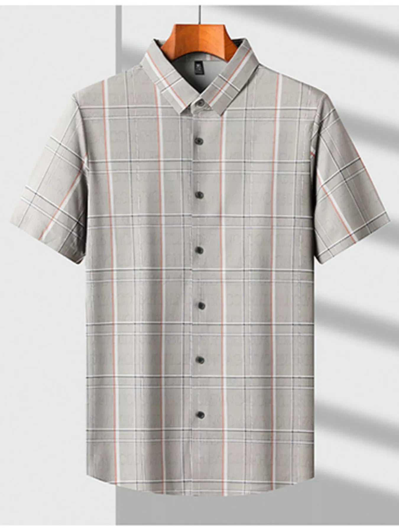 Men's Plus Size Plaid Button Up Short Sleeve Shirt