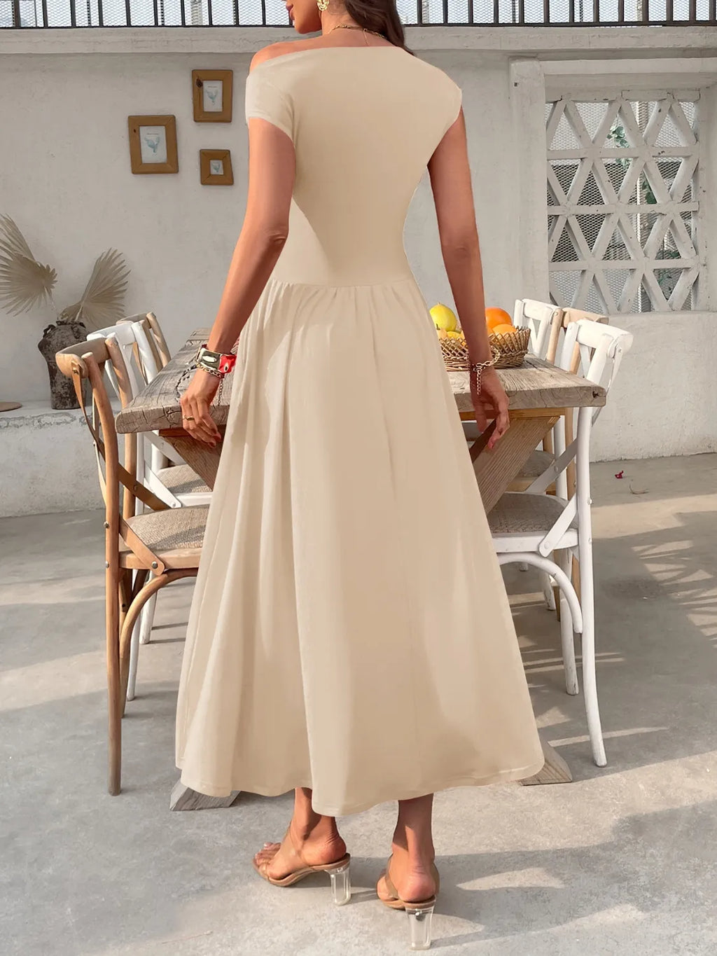 Single Shoulder Dress with Pockets