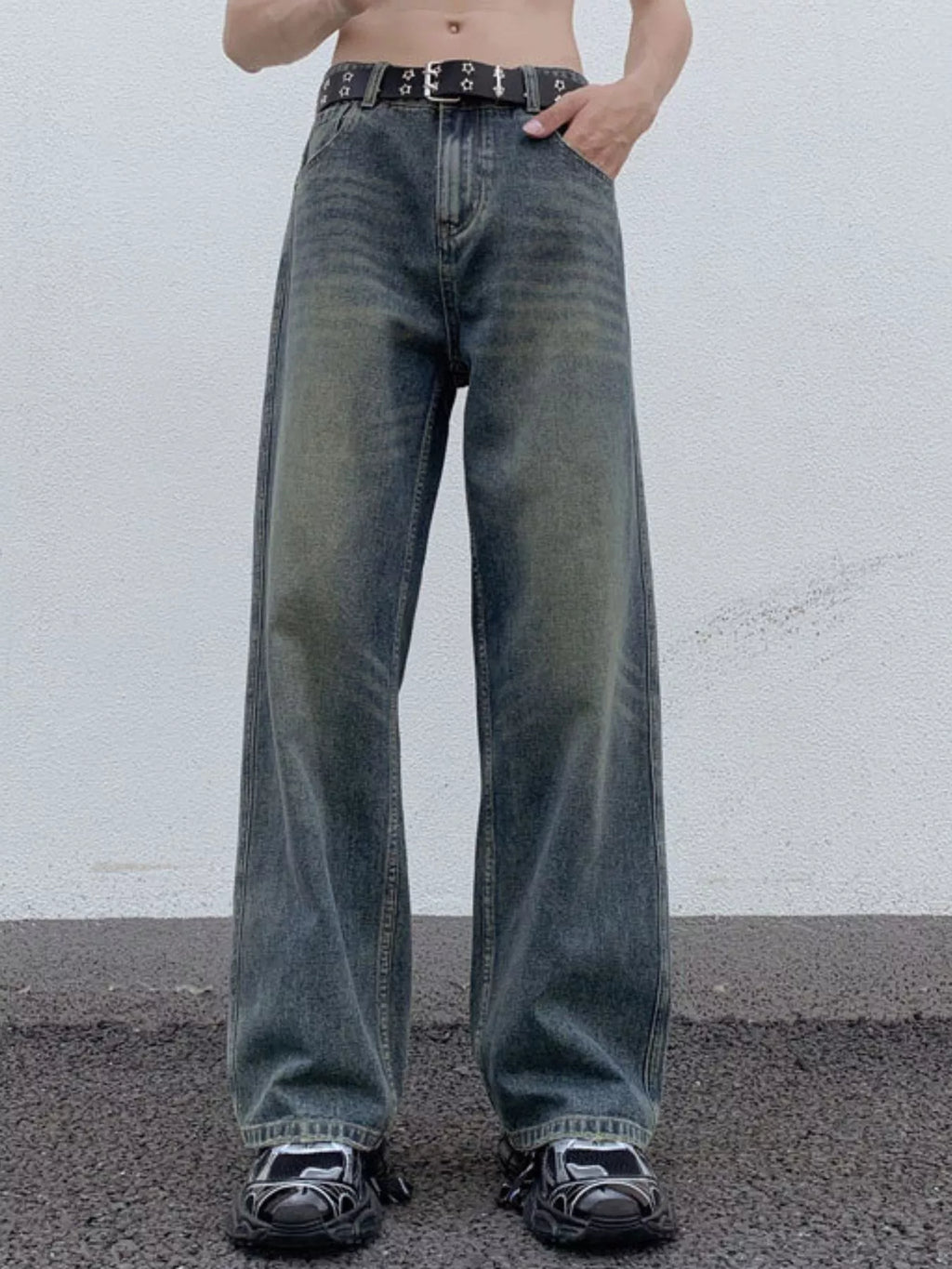 Men's Full Size Wide Leg Washed Jeans Plus Size