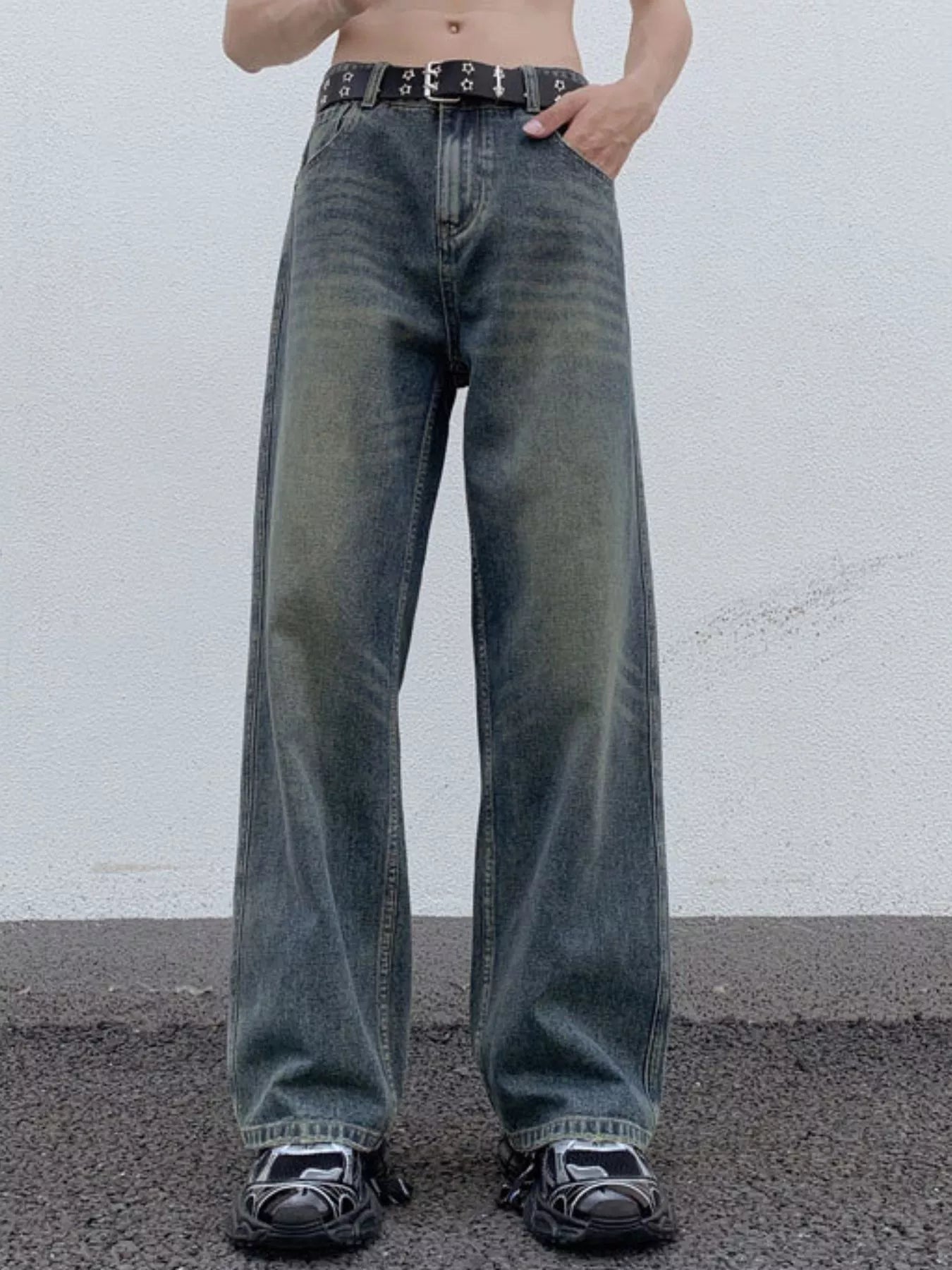 Men's Full Size Wide Leg Washed Jeans Plus Size