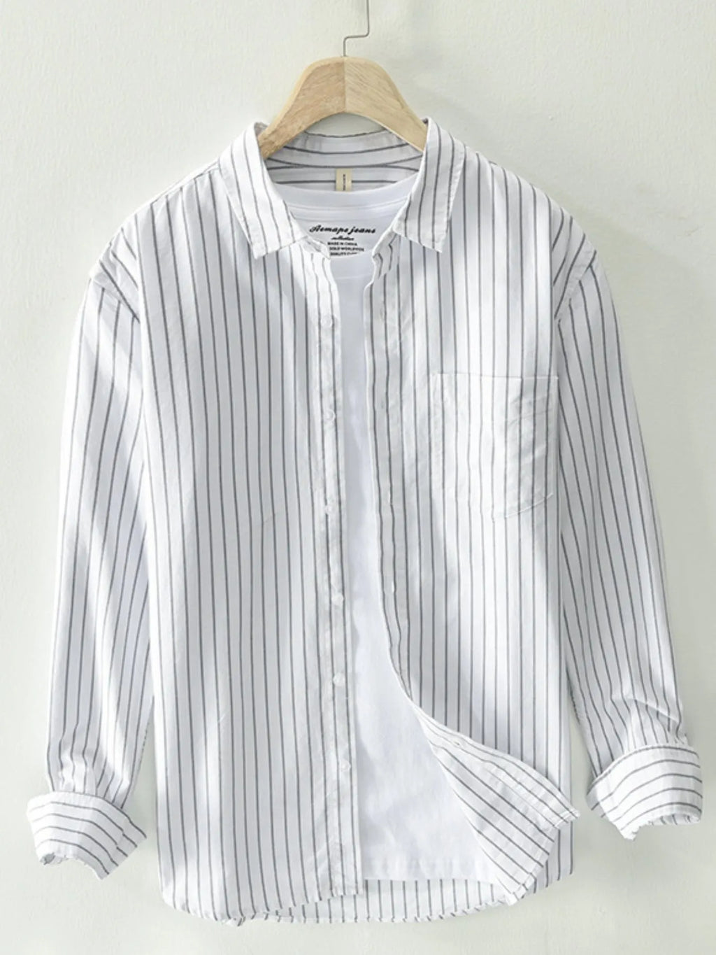 Men's Plus Size Striped Button Up Long Sleeve Shirt