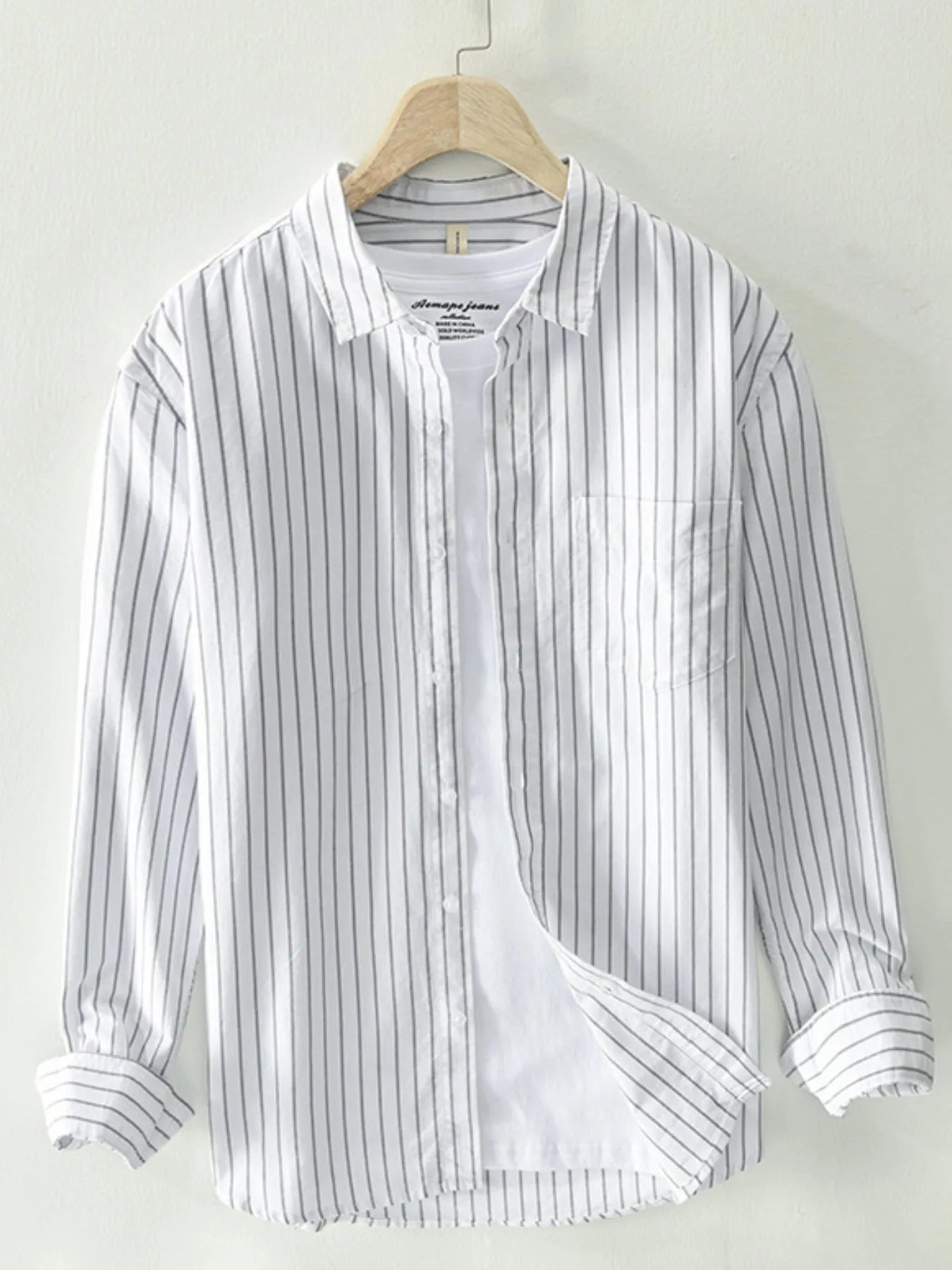 Men's Plus Size Striped Button Up Long Sleeve Shirt