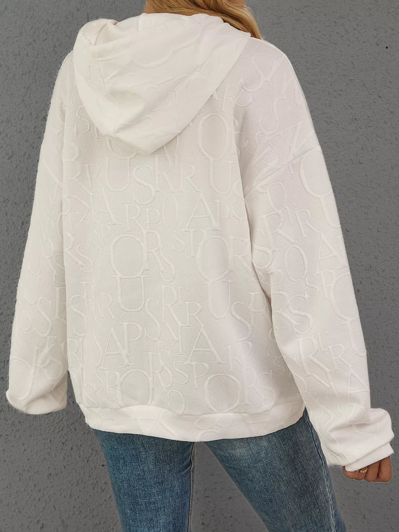 Full Size Embossed Lettering Casual Hoodie Plus Size