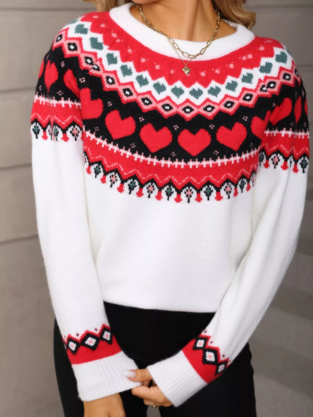 Valentine's Day Heart Pattern Knitted Sweater