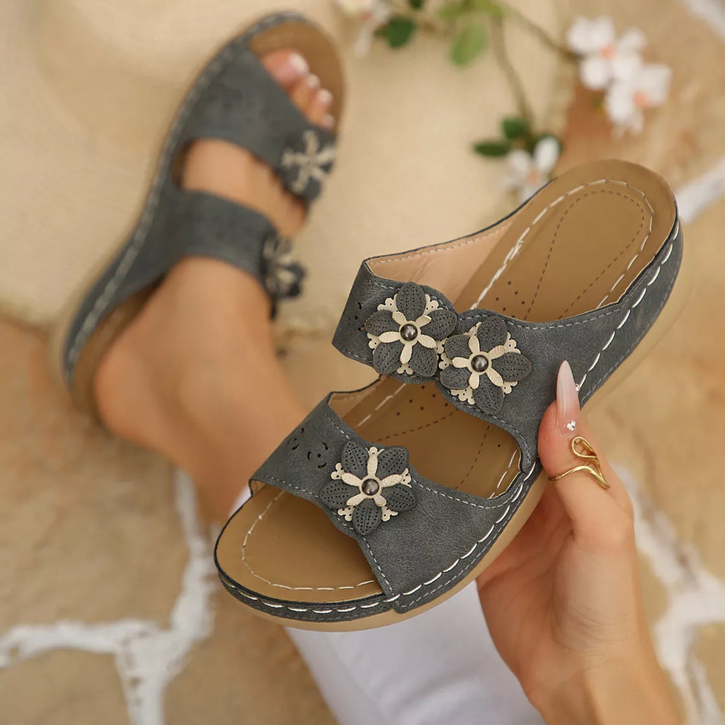 Floral Embellished Open Toe Sandals
