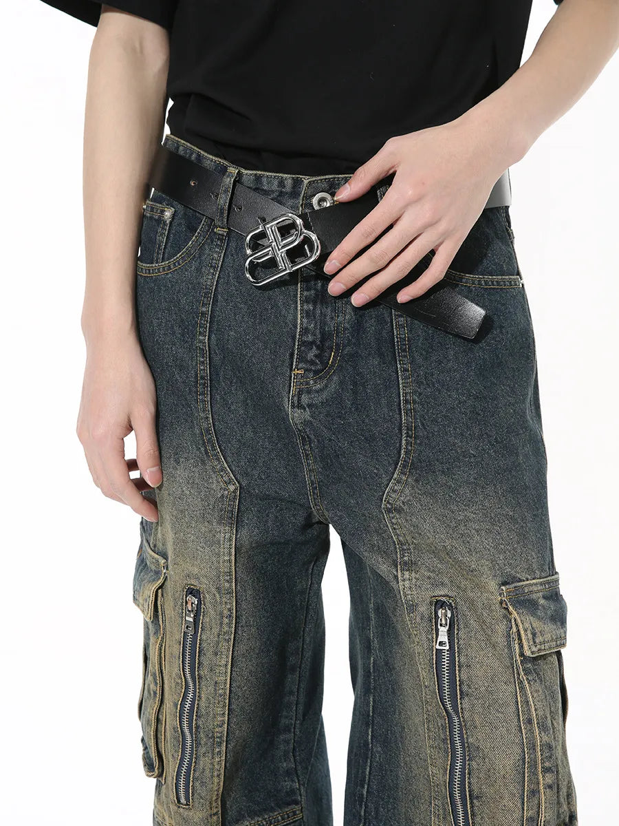 Mid Rise Jeans with Cargo Pockets