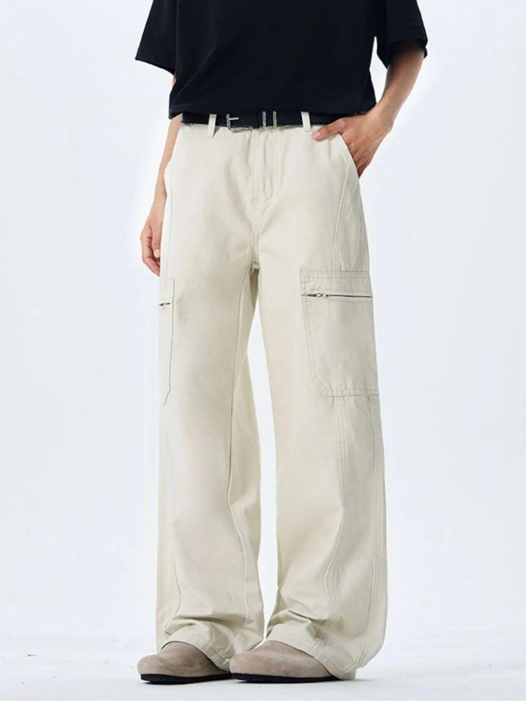 Men's Wide Leg Cargo Pants with Multi Pockets