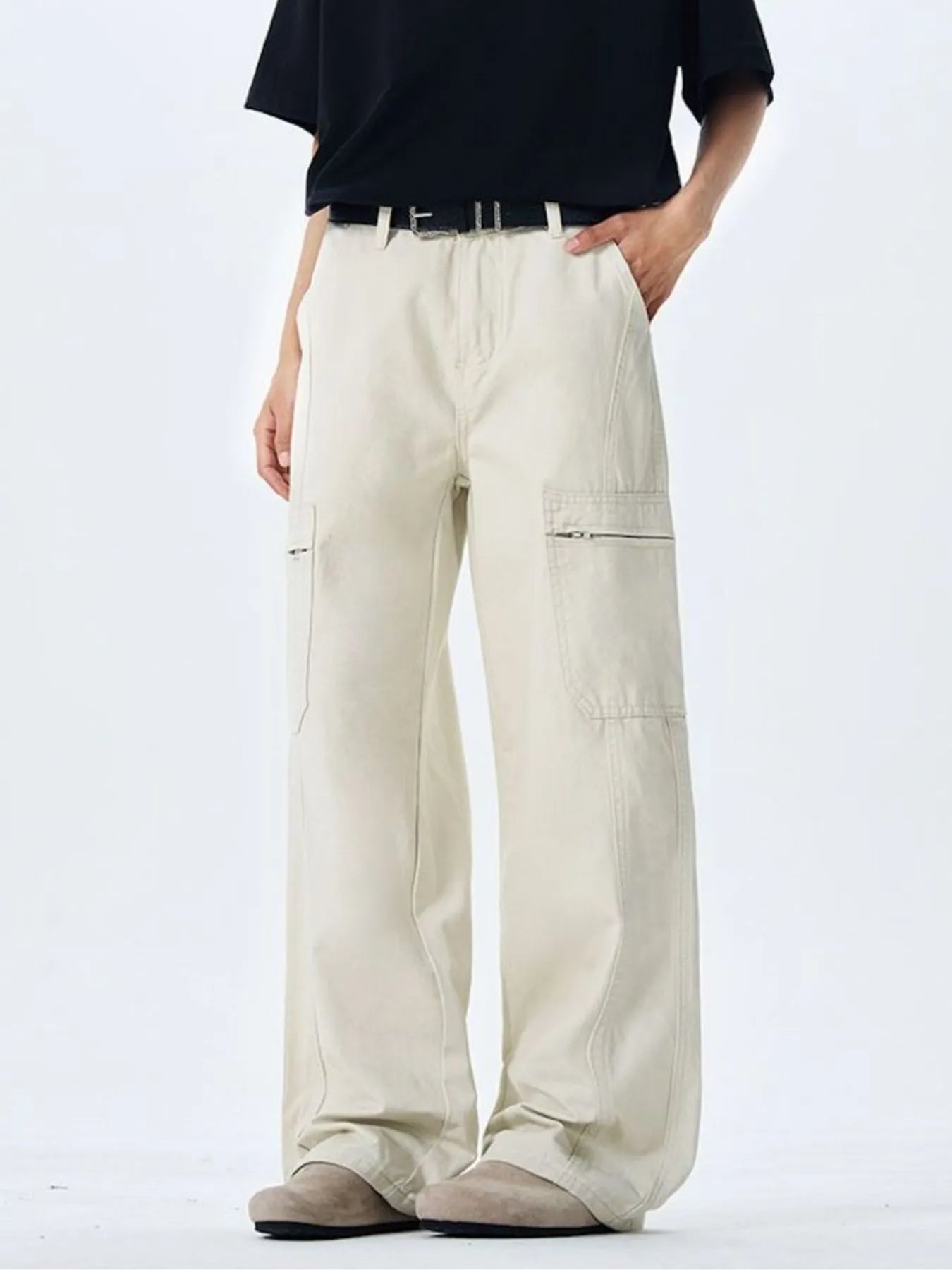 Men's Wide Leg Cargo Pants with Multi Pockets