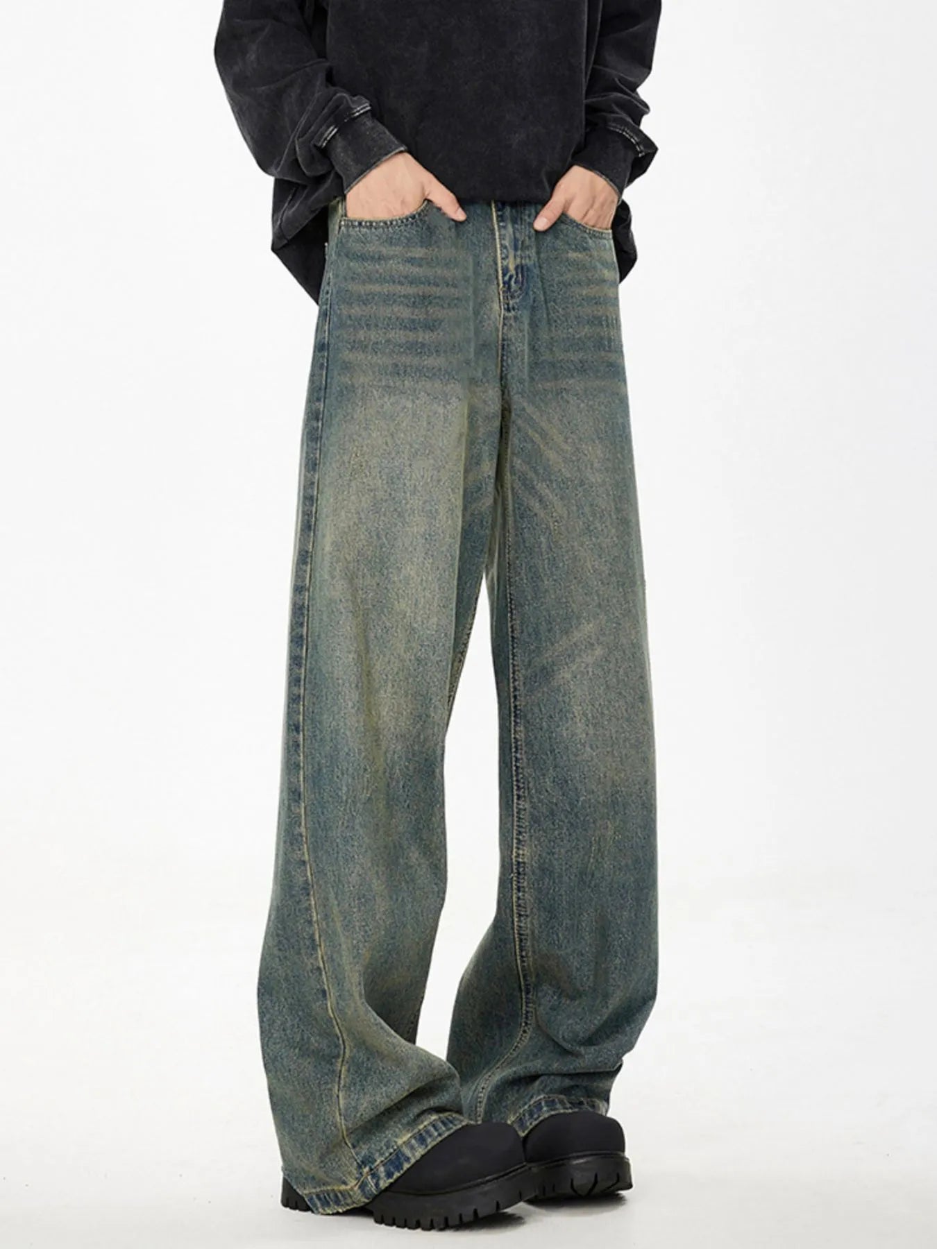 Men's Full Size Wide Leg Relaxed Fit Jeans Plus Size