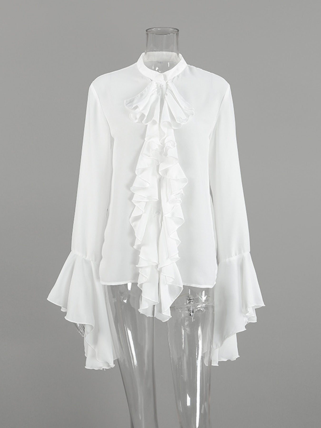 Ruffle Trim Flounce Sleeve Blouse
