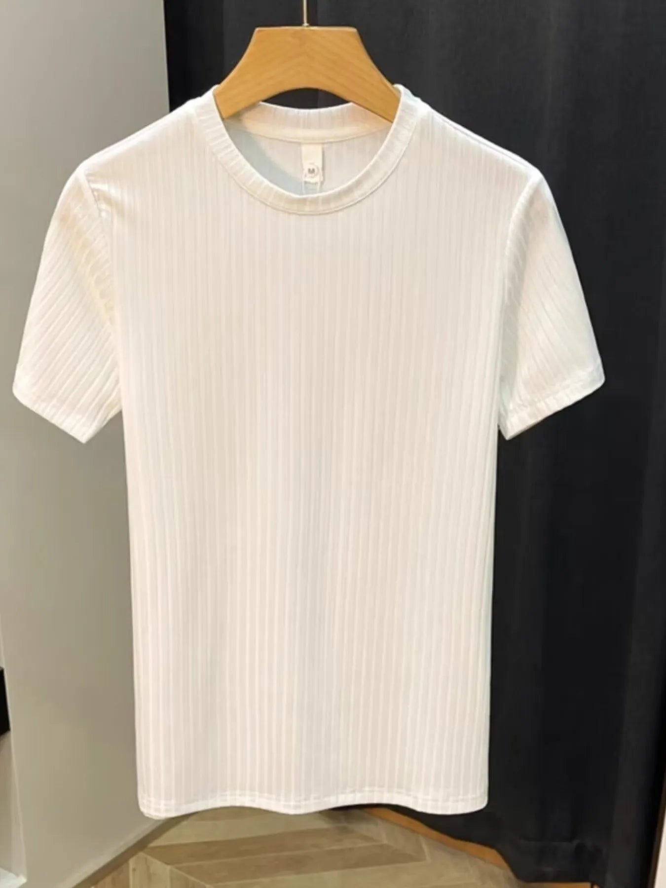 Men's Plus Size Slim Fit Ribbed Knit T-Shirt