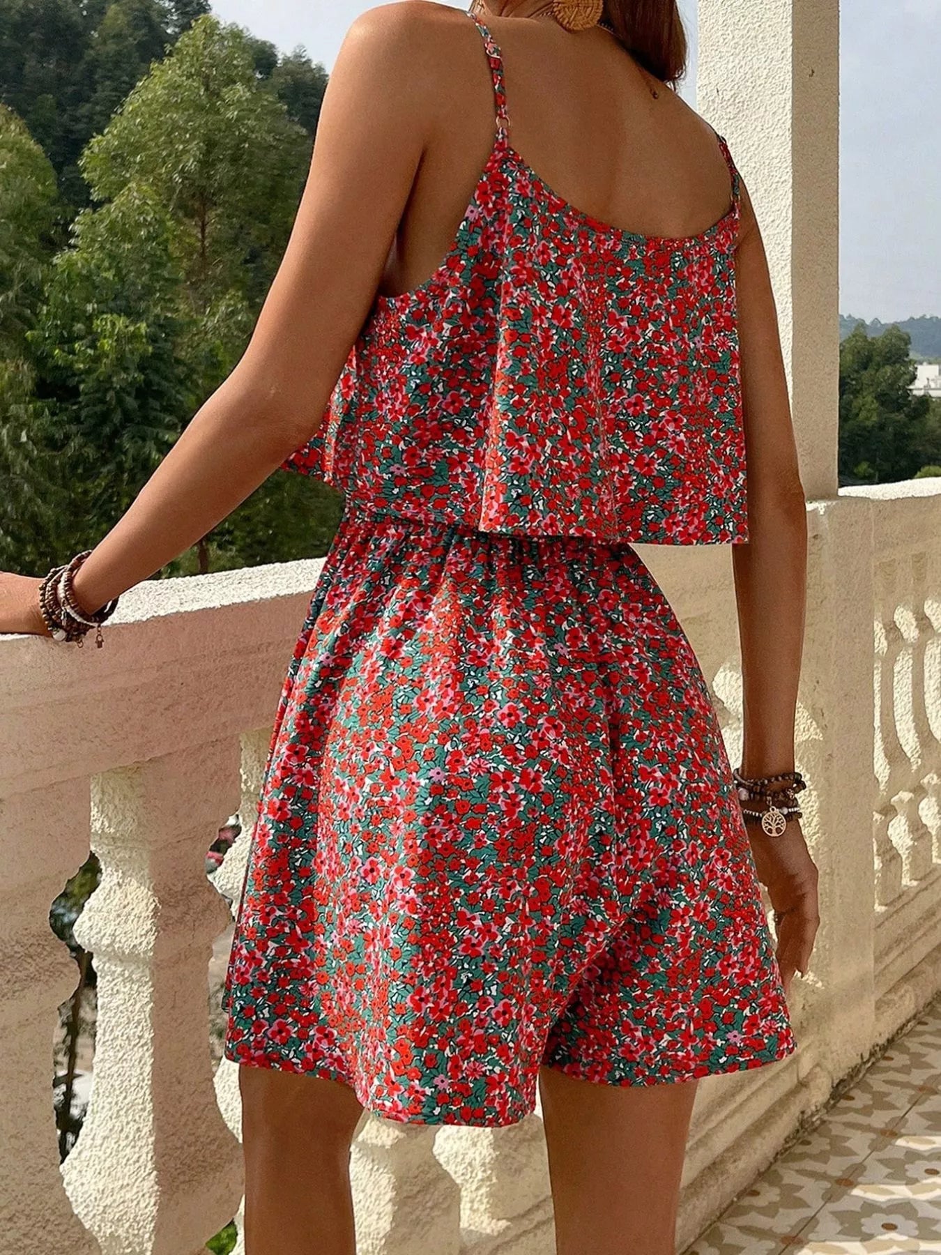 Floral Print Spaghetti Strap Romper