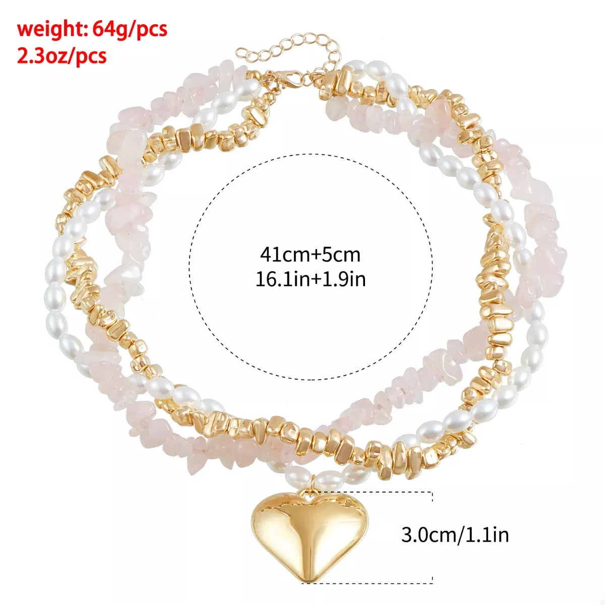 Three-Layered Heart Pendant Necklace