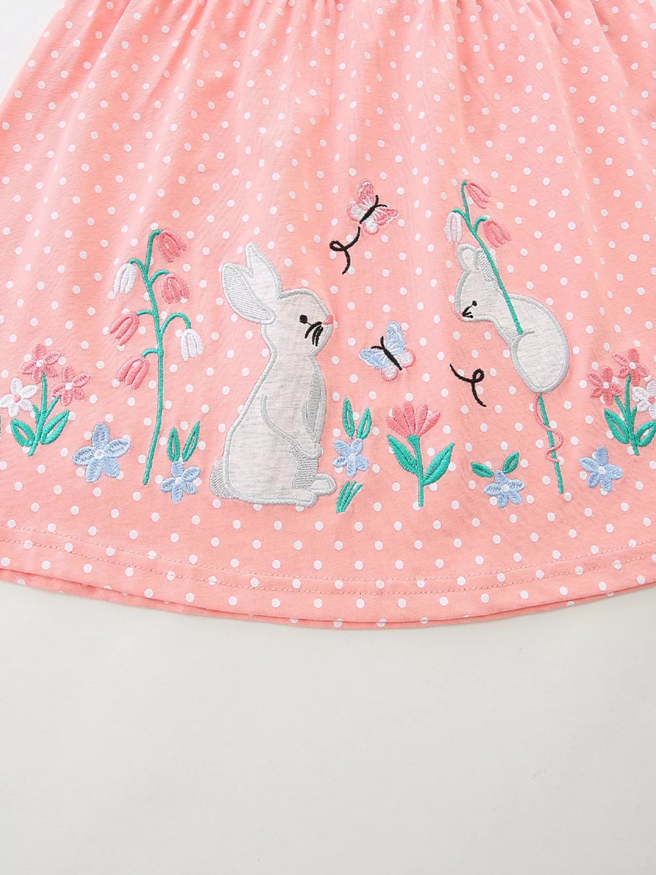 Children's Polka Dot Bunny Long Sleeve Dress