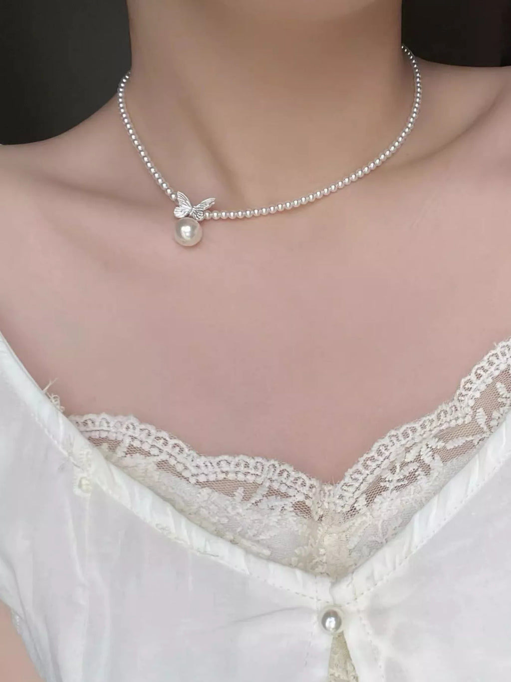 Pearl Butterfly Pendant Necklace