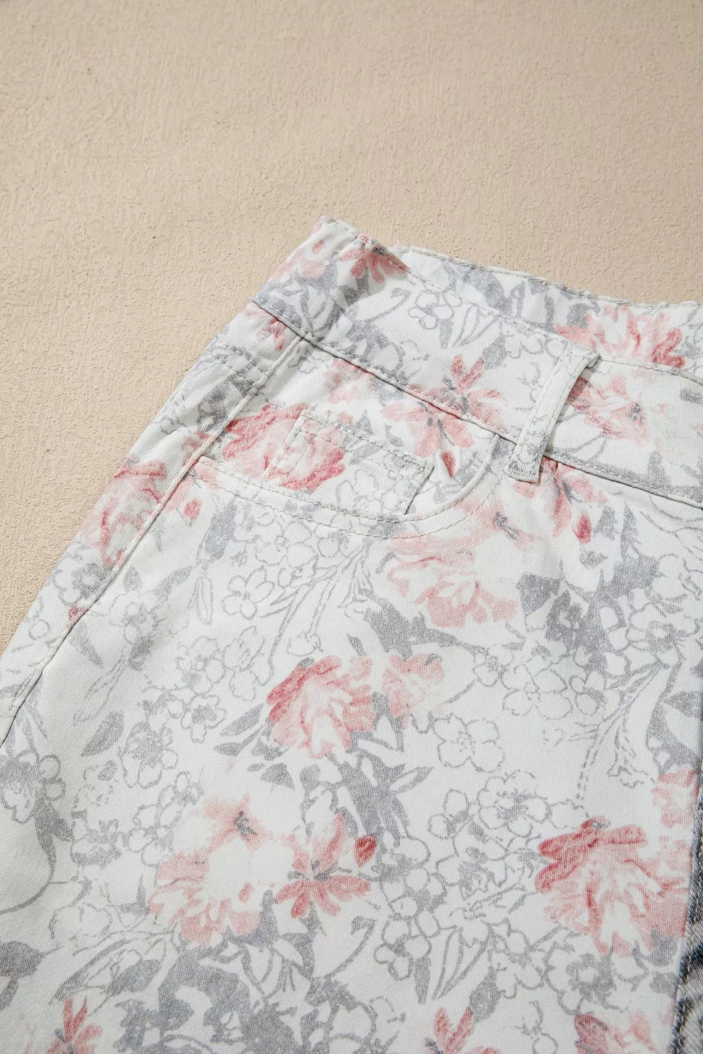Floral and Leopard Print Wide-Leg Jeans