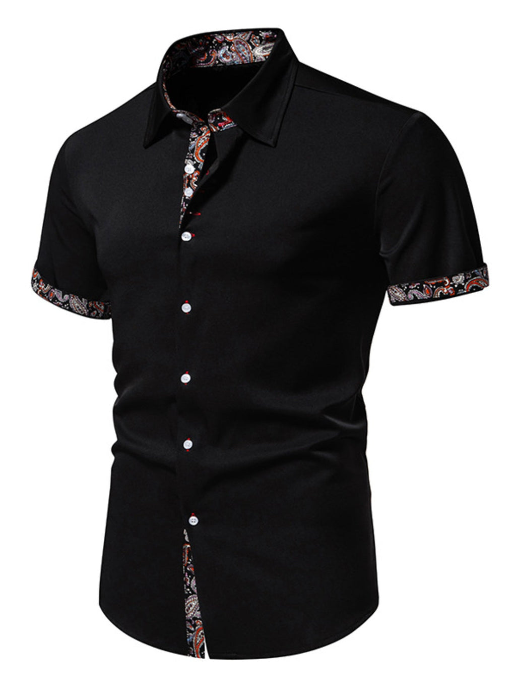 Men's Paisley Trim Short Sleeve Shirt
