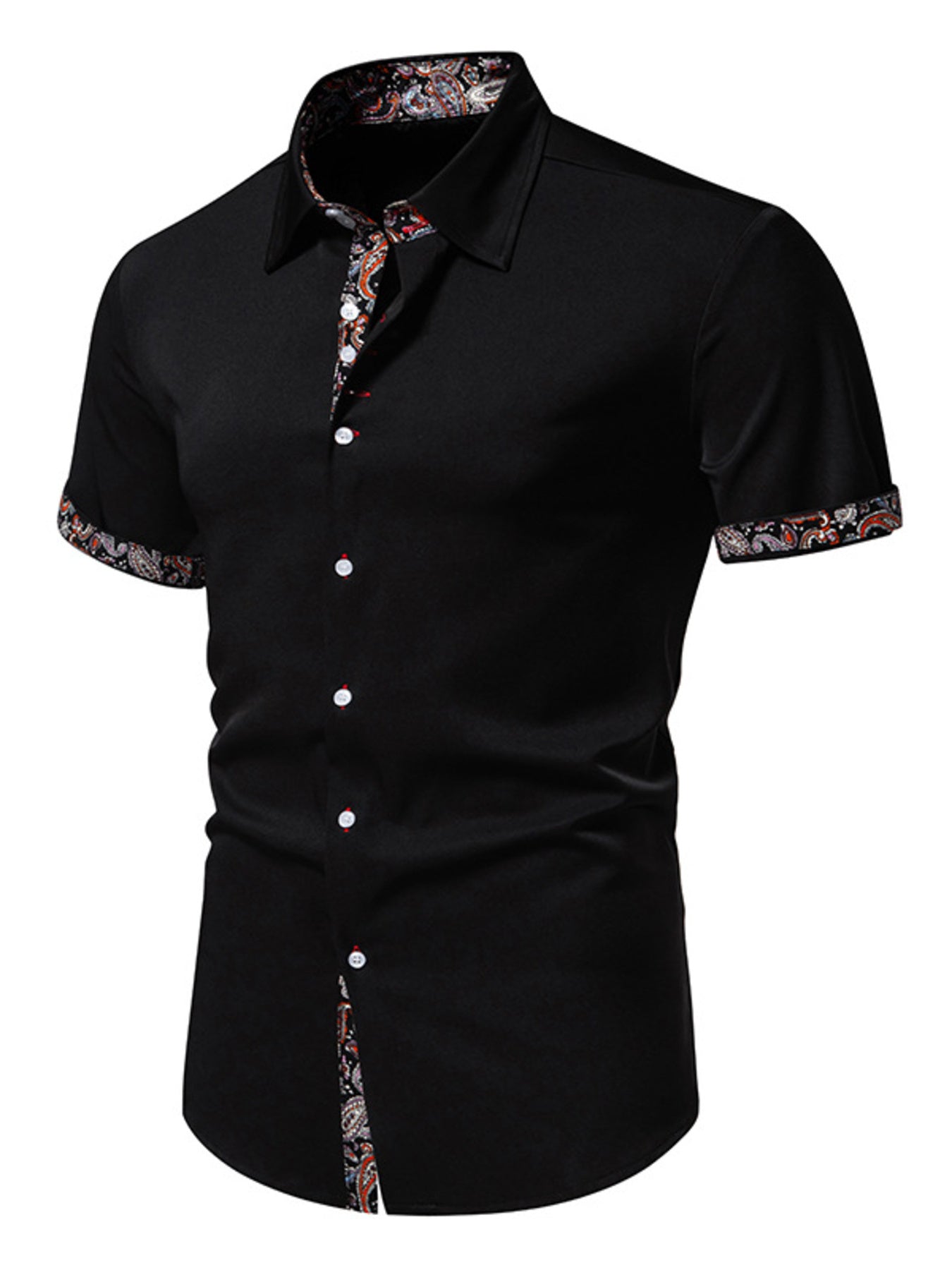 Men's Paisley Trim Short Sleeve Shirt