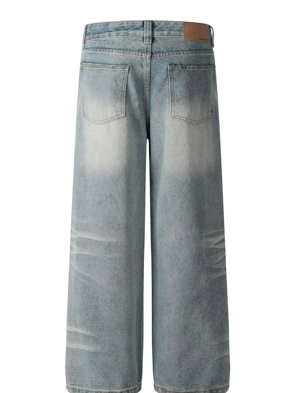 Men's Wide Leg Wash Denim Jeans