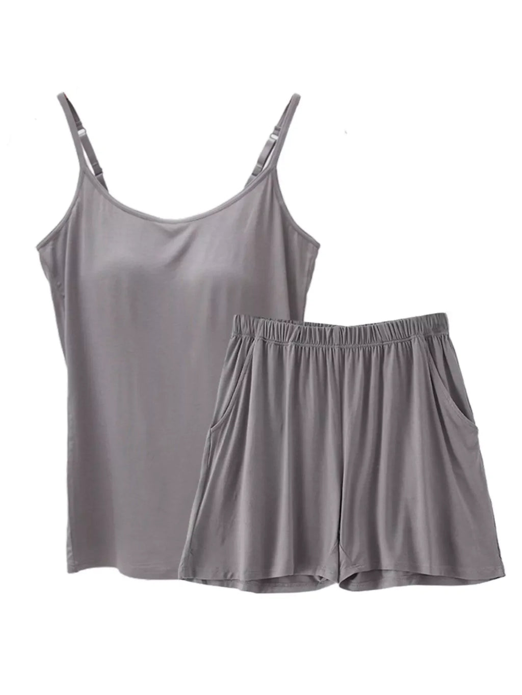 Plus Size Modal Adjustable Strap Padded Cami and Shorts Set