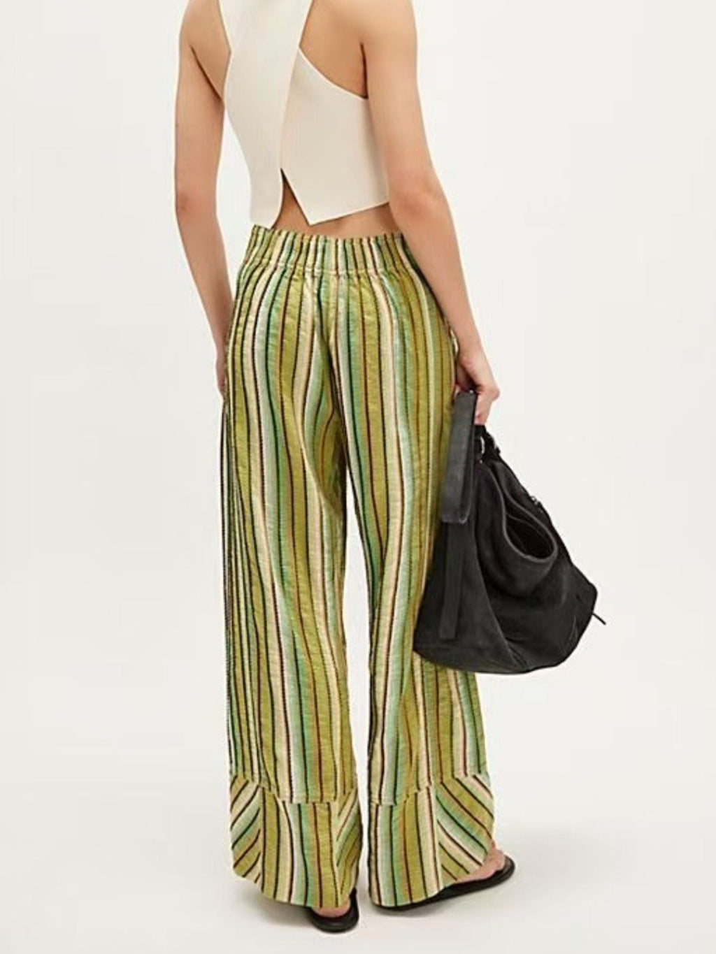 Striped High-Waisted Wide Leg Pants