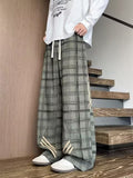 Men's Vintage Plaid Wide Leg Pants