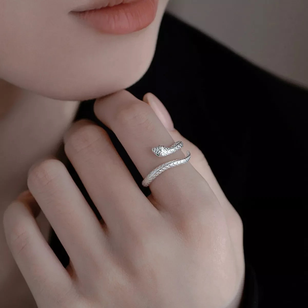 925 Sterling Silver Snake Bypass Ring