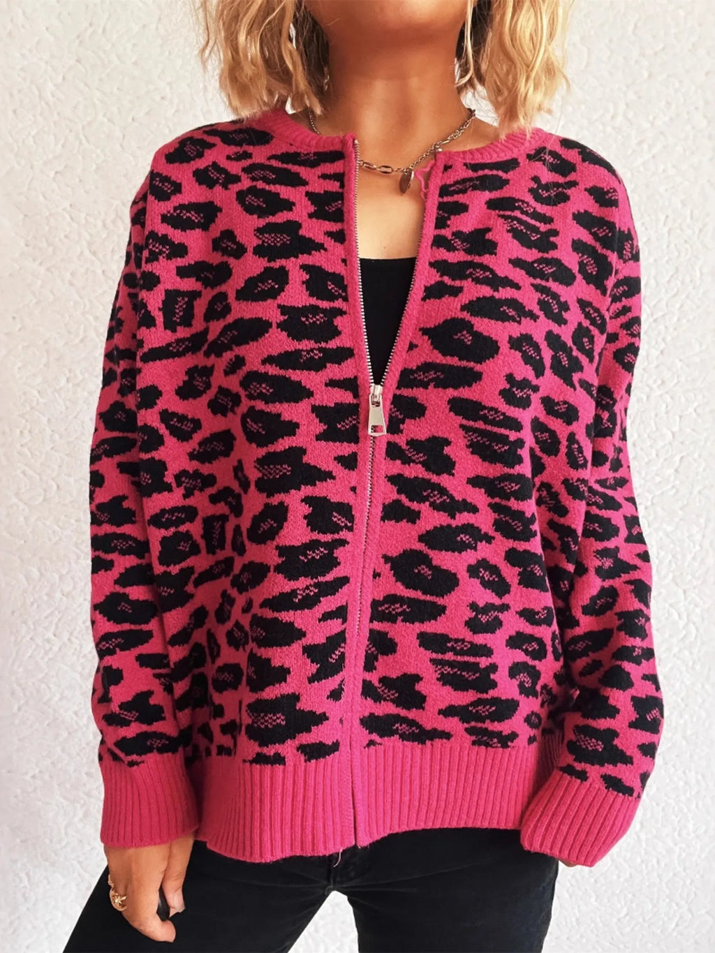Zip Up Long Sleeve Cardigan