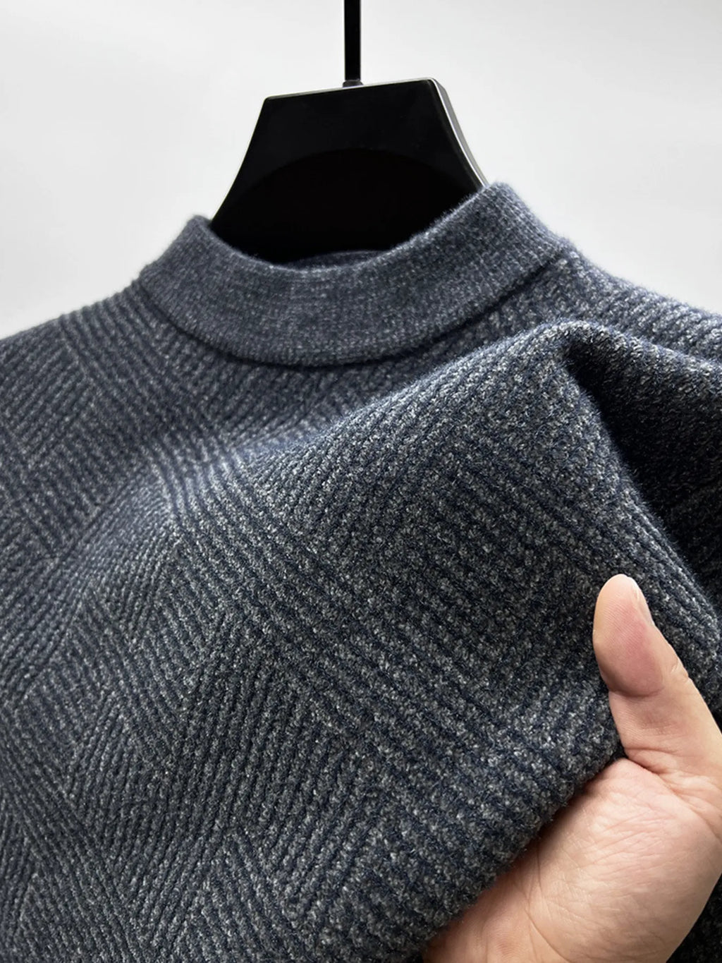Men's Plus Size Textured Knit Long Sleeve Sweater