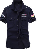 Men's Plus Size Embroidered Collared Neck Short Sleeve Shirt