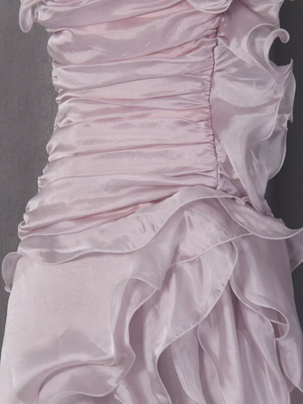 Ruffled High-Low Strapless Dress
