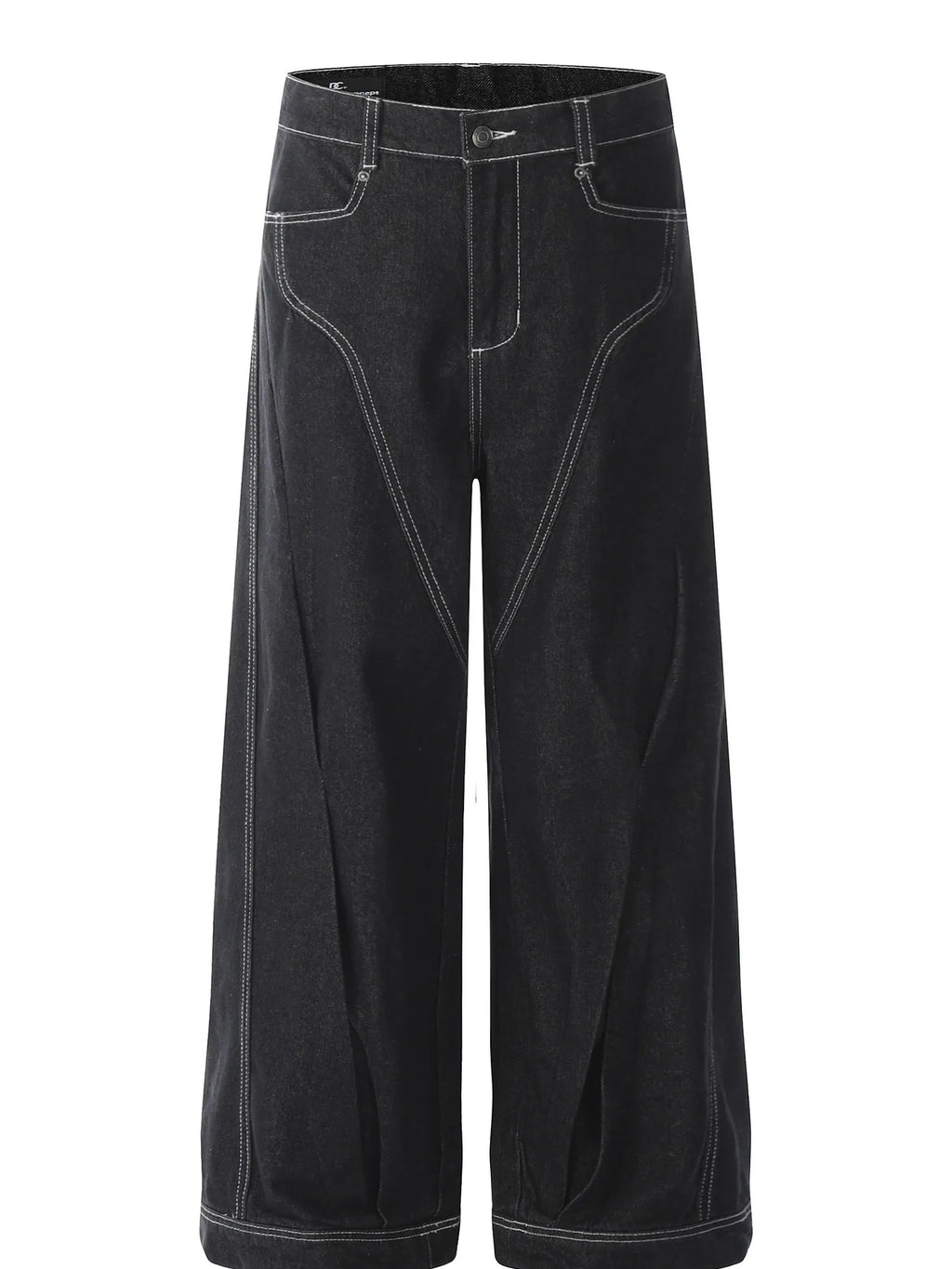 Men's Wide-Leg Jeans with Contrast Stitching