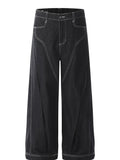 Men's Wide-Leg Jeans with Contrast Stitching